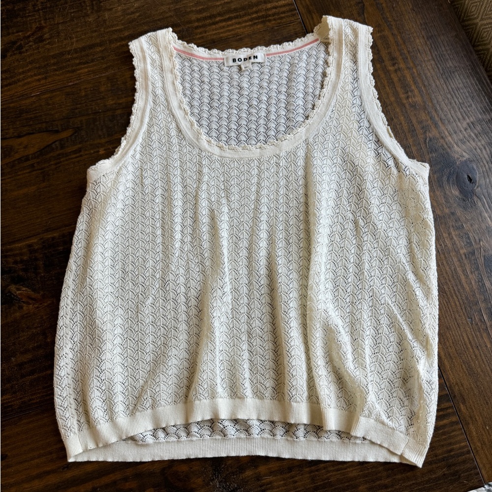 Boden | Pointelle Vest - L, Warm Ivory
